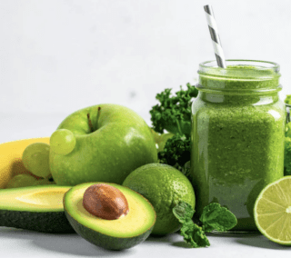 Green Fruits, vegetables and smoothie